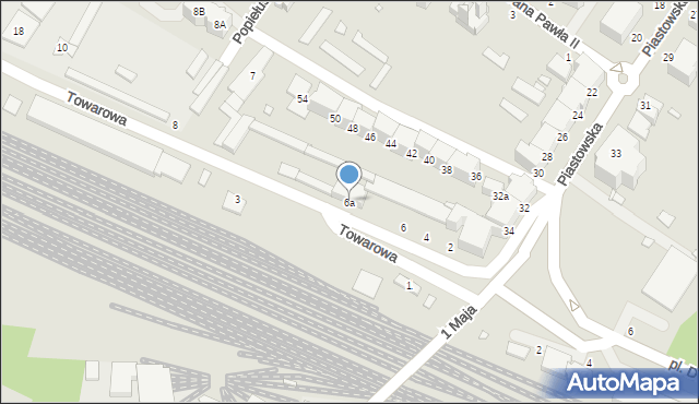Brzeg, Towarowa, 6a, mapa Brzeg