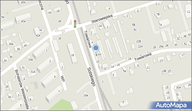 Brzesko, Towarowa, 8, mapa Brzesko