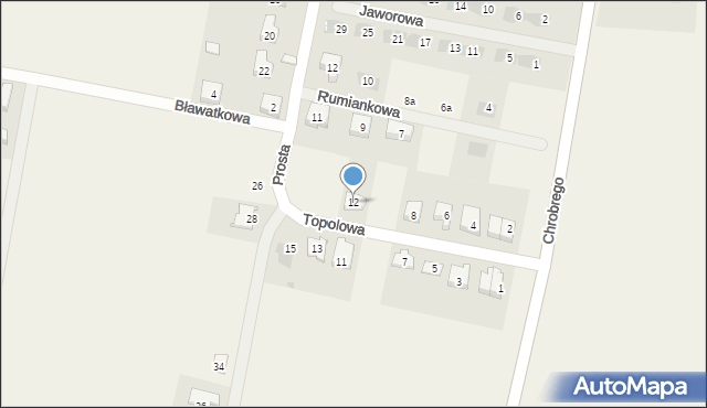 Brzezina, Topolowa, 12, mapa Brzezina