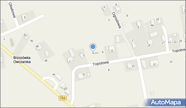 Brzozówka, Topolowa, 7, mapa Brzozówka