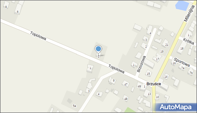 Brzuśce, Topolowa, 2, mapa Brzuśce