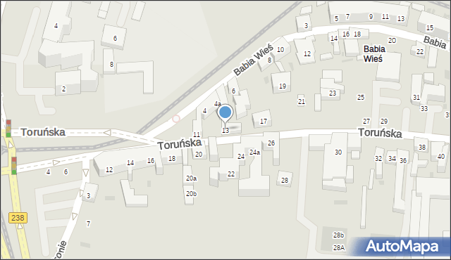 Bydgoszcz, Toruńska, 13, mapa Bydgoszczy