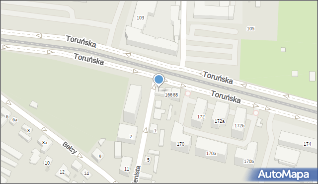 Bydgoszcz, Toruńska, 166a, mapa Bydgoszczy