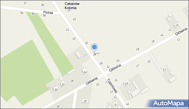 Cekanów, Topolowa, 18, mapa Cekanów