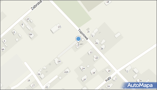 Chudów, Topolowa, 1I, mapa Chudów