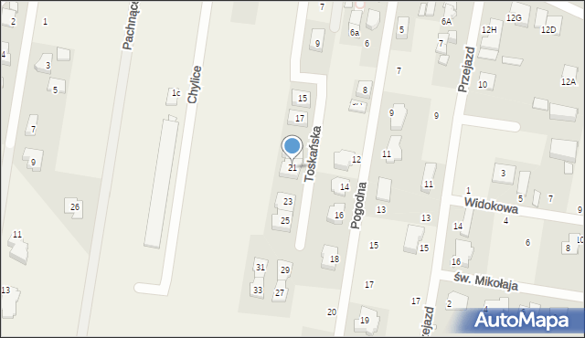 Chylice, Toskańska, 21, mapa Chylice