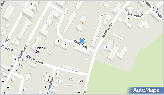 Cieszyn, Towarowa, 10, mapa Cieszyna