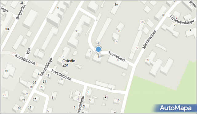 Cieszyn, Towarowa, 8, mapa Cieszyna