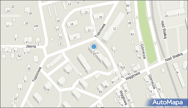 Czechowice-Dziedzice, Topolowa, 10, mapa Czechowic-Dziedzic