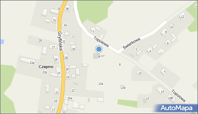 Czepino, Topolowa, 6, mapa Czepino