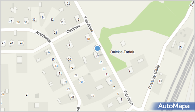 Dalekie-Tartak, Topolowa, 17, mapa Dalekie-Tartak