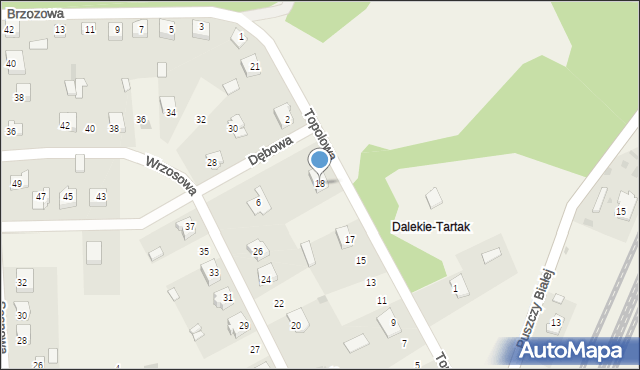 Dalekie-Tartak, Topolowa, 18, mapa Dalekie-Tartak