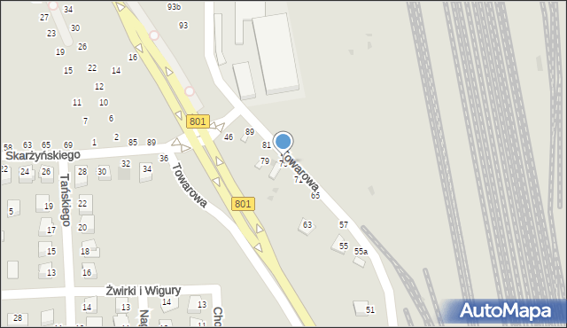 Dęblin, Towarowa, 75, mapa Dęblin