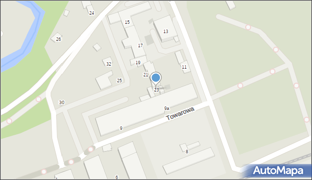 Ełk, Towarowa, 23, mapa Ełku