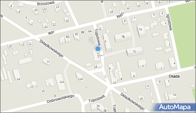 Gąbin, Topolowa, 1, mapa Gąbin