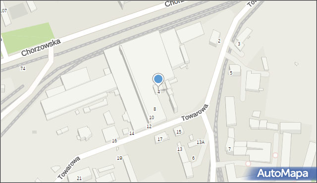 Gliwice, Towarowa, 4, mapa Gliwic