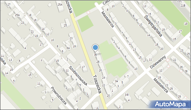 Gliwice, Toszecka, 30, mapa Gliwic