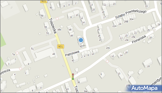 Gliwice, Toszecka, 42, mapa Gliwic