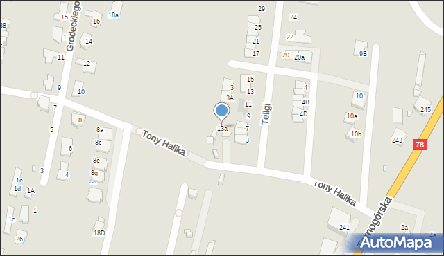 Gliwice, Tony Halika, 13a, mapa Gliwic