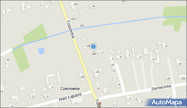 Gliwice, Toszecka, 184, mapa Gliwic