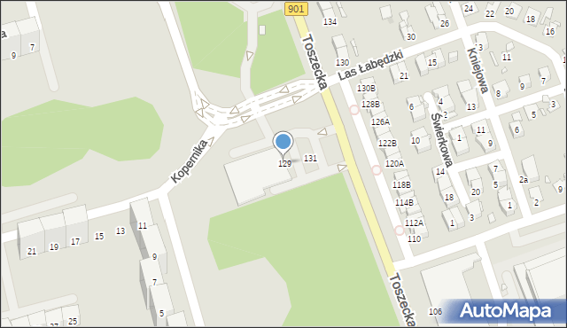 Gliwice, Toszecka, 129, mapa Gliwic