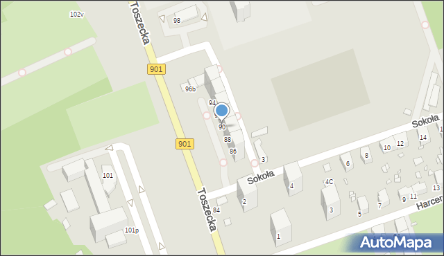 Gliwice, Toszecka, 90, mapa Gliwic