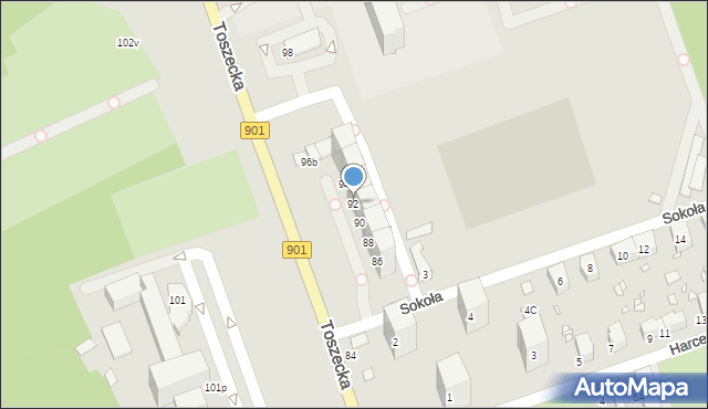 Gliwice, Toszecka, 92, mapa Gliwic