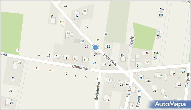 Grądy, Topolowa, 27, mapa Grądy