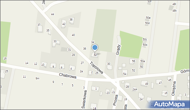 Grądy, Topolowa, 32, mapa Grądy