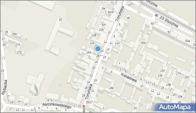 Grudziądz, Toruńska, 16, mapa Grudziądza