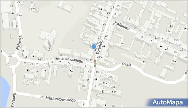 Grudziądz, Toruńska, 30, mapa Grudziądza