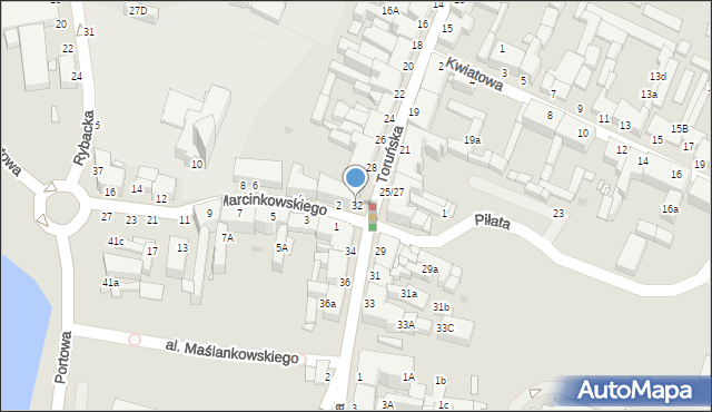 Grudziądz, Toruńska, 32, mapa Grudziądza