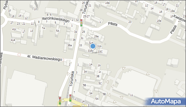 Grudziądz, Toruńska, 33B, mapa Grudziądza
