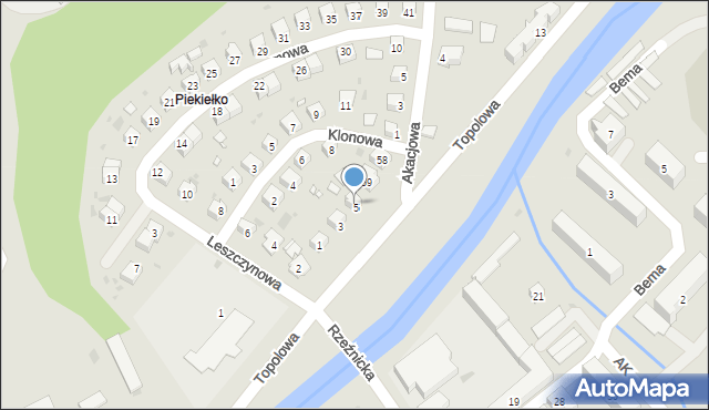 Grybów, Topolowa, 60, mapa Grybów