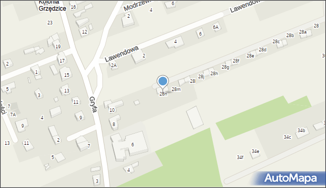 Grzędzice, Topolowa, 28n, mapa Grzędzice