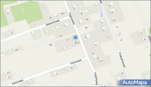 Henryszew, Topolowa, 45, mapa Henryszew