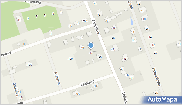Henryszew, Topolowa, 47, mapa Henryszew