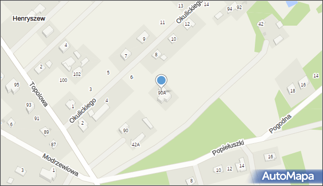 Henryszew, Topolowa, 90A, mapa Henryszew