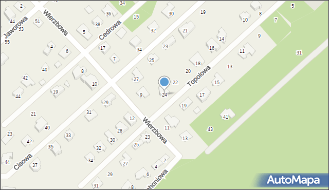 Hipolitów, Topolowa, 24, mapa Hipolitów