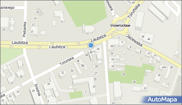 Inowrocław, Toruńska, 40, mapa Inowrocławia