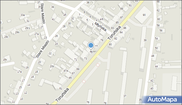 Inowrocław, Toruńska, 75, mapa Inowrocławia