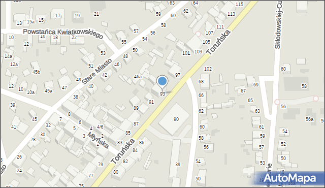 Inowrocław, Toruńska, 93, mapa Inowrocławia