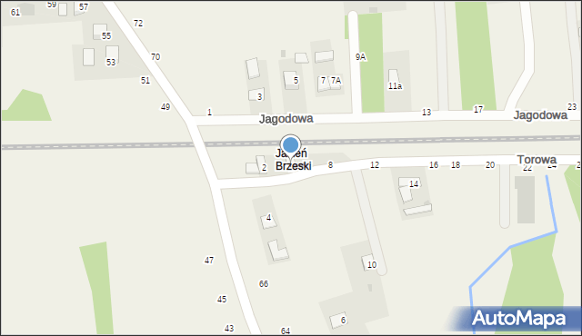 Jasień, Torowa, 1, mapa Jasień