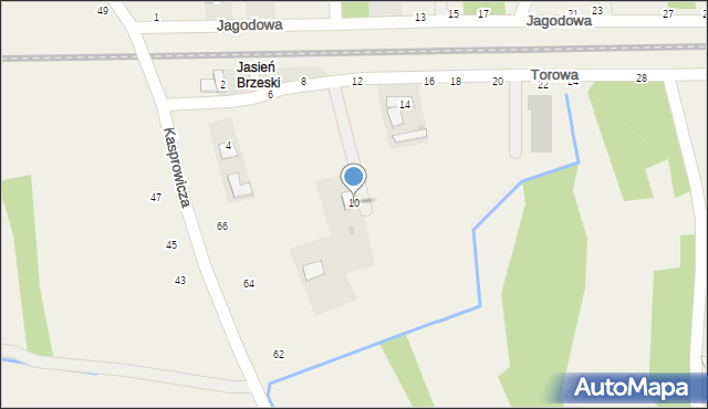 Jasień, Torowa, 10, mapa Jasień