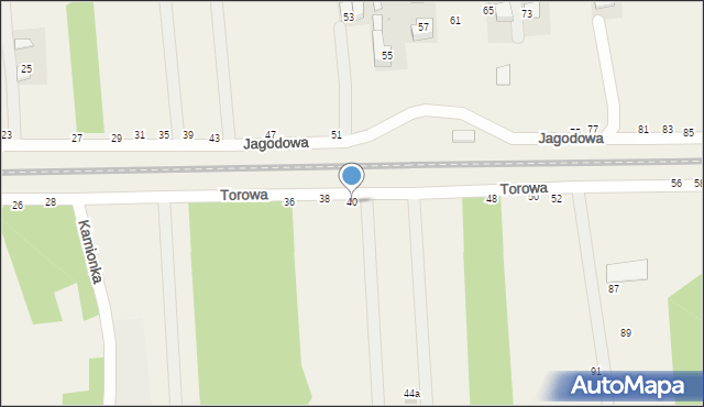 Jasień, Torowa, 40, mapa Jasień
