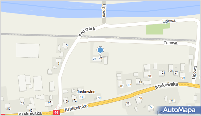 Jaśkowice, Torowa, 25, mapa Jaśkowice