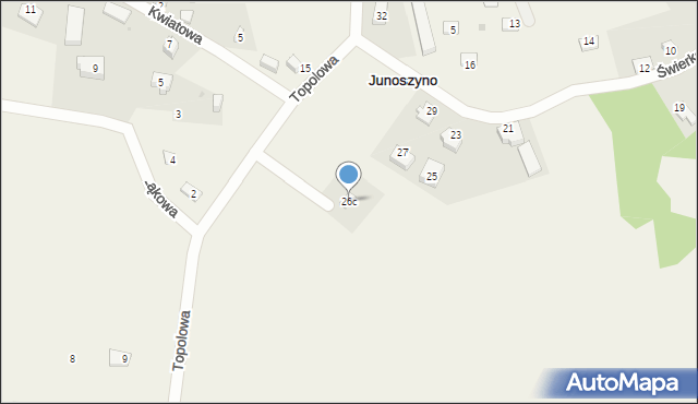 Junoszyno, Topolowa, 26c, mapa Junoszyno