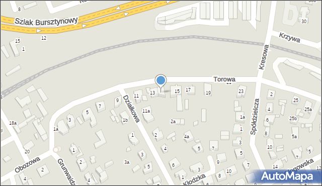 Kalisz, Torowa, 13a, mapa Kalisza