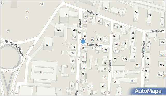 Katowice, Topolowa, 35, mapa Katowic