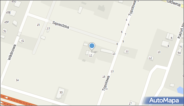 Kazuń Nowy, Topolowa, 12A, mapa Kazuń Nowy